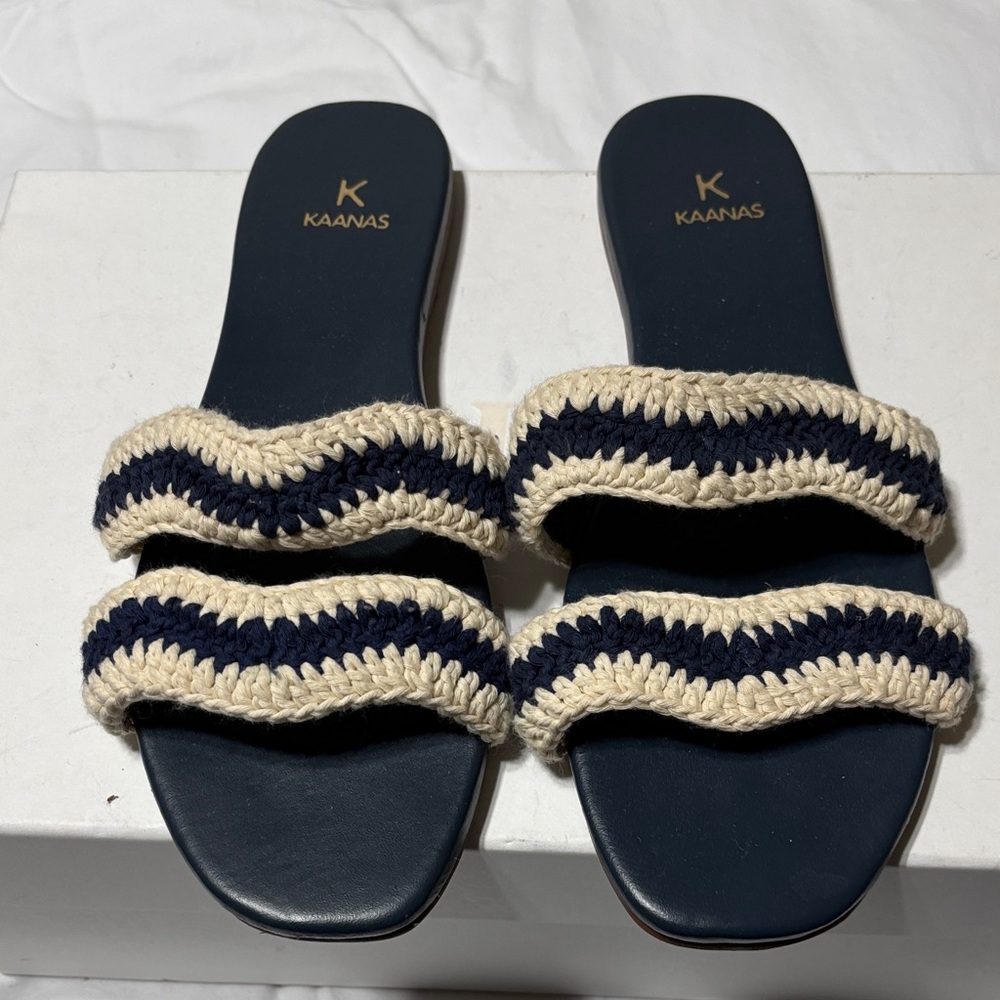 Kaanas leather and crochet sandals. EUC